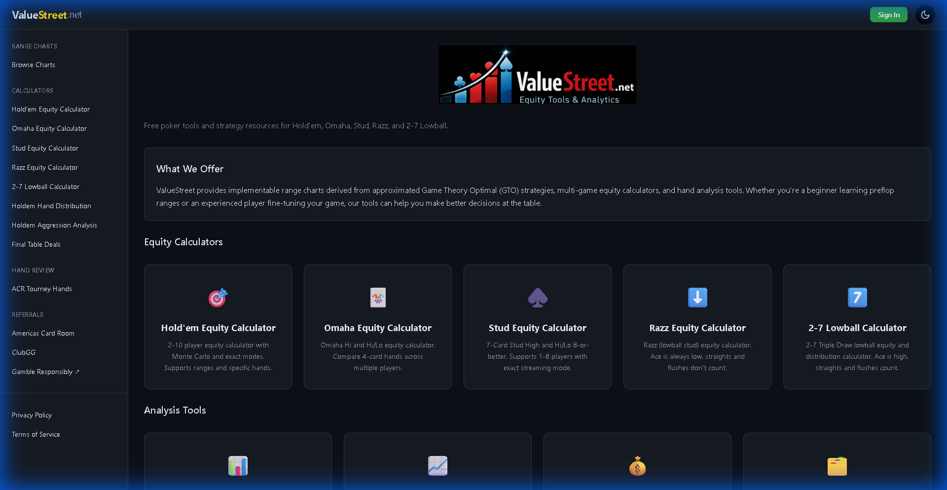 ValueStreet - Poker Theory & Tools